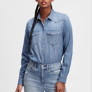Gap Two Pocket Western Denim Button down Shirt Medium Indigo